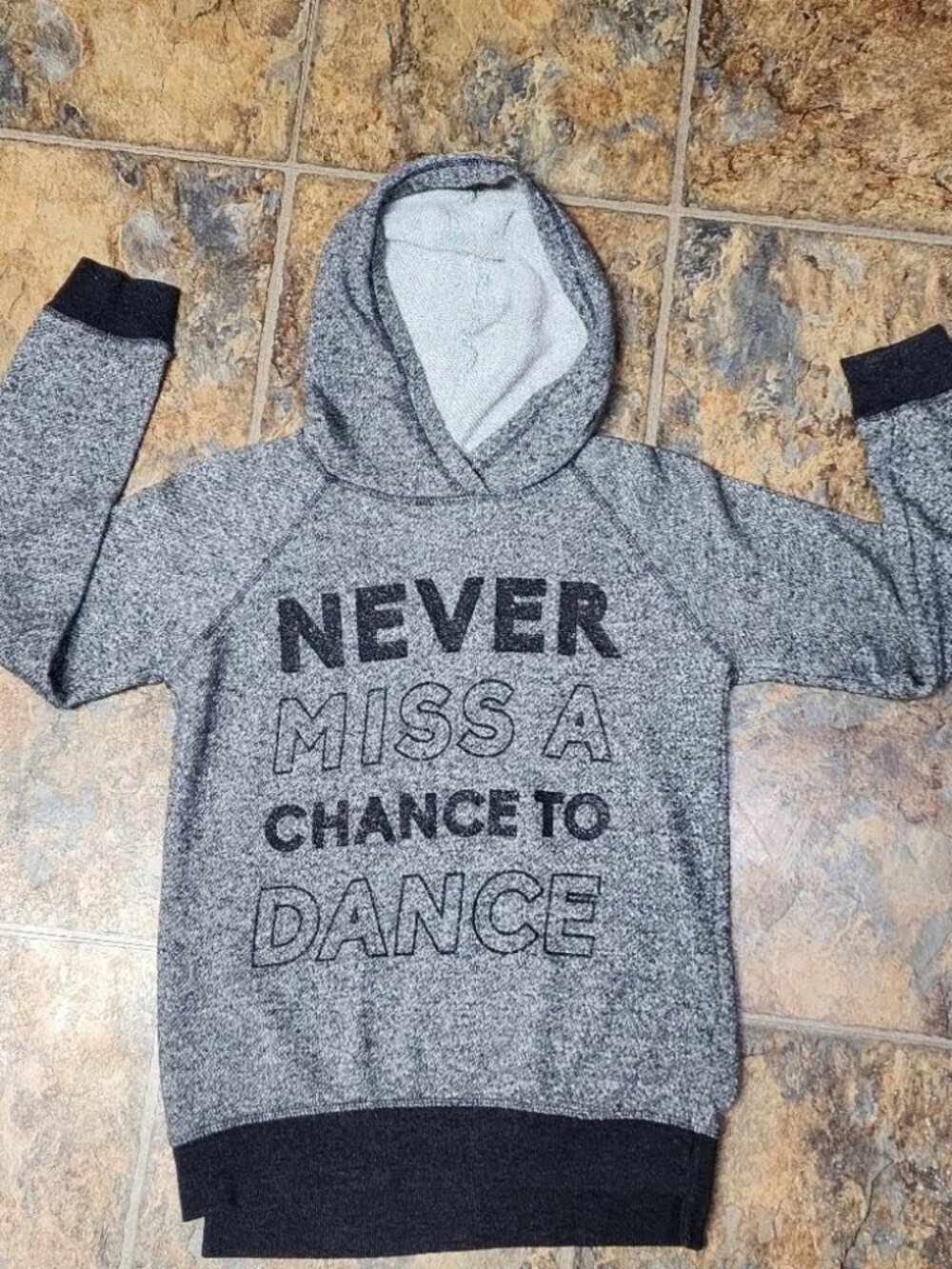 Old Navy Girls Pull Over Hooded Shirt Long Sleeves Gray And Black Sz L